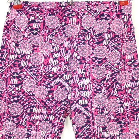 LuLaRoe Leggings‎ Pink Purple White Floral One Size OS - Picture 4 of 12